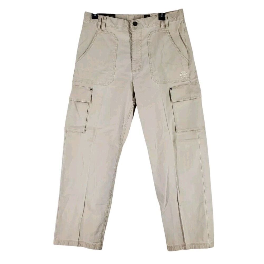 Vtg Timberland Cargo Pants Men 36 Beige Micro Corduroy Baggy Hi Rise Wide (38x32